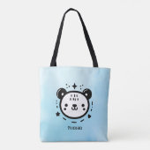 Kawaii Leuk Beer Gezicht - Kawaii Minimalist Line  Tote Bag (Achterkant)
