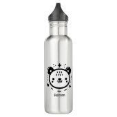 Kawaii Leuk Beer Gezicht - Kawaii Minimalist Line  Waterfles (Links)