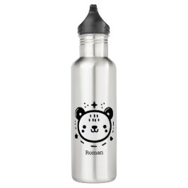 Kawaii Leuk Beer Gezicht - Kawaii Minimalist Line  Waterfles