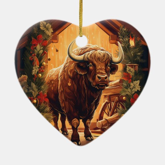 Kawaii Leuk Dier Wildlife Bizon Pet Lover Gift Keramisch Ornament (Achterkant)