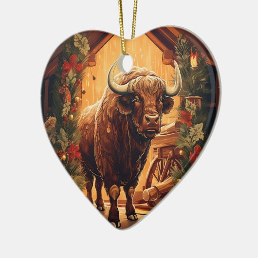 Kawaii Leuk Dier Wildlife Bizon Pet Lover Gift Keramisch Ornament (Links)