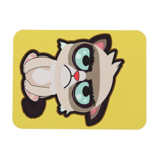 Kawaii, leuk en grappig, grimmig katteflex afbeeld magneet (Horizontaal)