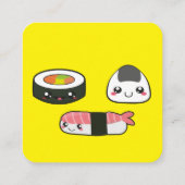 Kawaii, leuk en grappig Sushi mooshie Vierkante Visitekaartje (Achterkant)