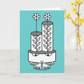 Kawaii leuke cartoon karakter wenskaarten kaart (Gele Bloem)