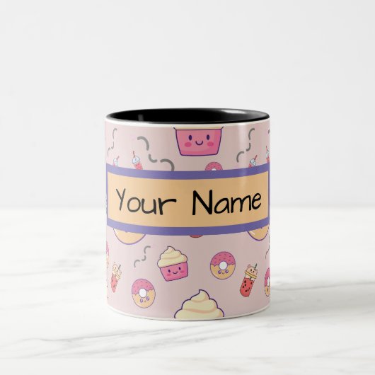 Kawaii Leuke Custom Gift Gepersonaliseerde Verjaar Tweekleurige Koffiemok (Center)