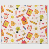 Kawaii Leuke Grappige Schoolbenodigdheden Cadeaupapier (Vlak)