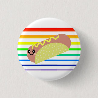 Kawaii Leuke HotDog Rainbow Stripes Pin Button