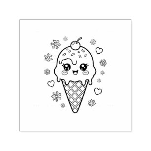 Kawaii leuke ijshoorn kleurplaat zelfinktende stempel