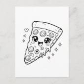 Kawaii leuke pizzapunt kleurplaat briefkaart (Voorkant)