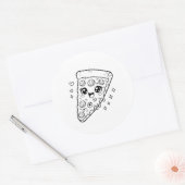 Kawaii leuke pizzapunt kleurplaat ronde sticker (Envelop)