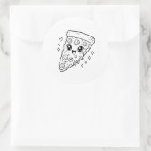 Kawaii leuke pizzapunt kleurplaat ronde sticker (Tas)