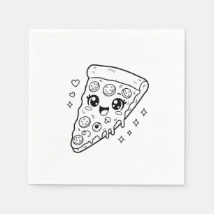 Kawaii leuke pizzapunt kleurplaat servet