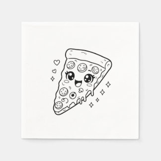 Kawaii leuke pizzapunt kleurplaat servet