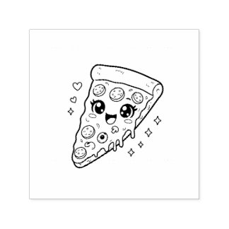 Kawaii leuke pizzapunt kleurplaat zelfinktende stempel