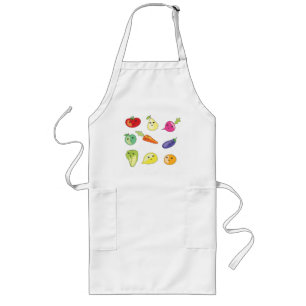 Kawaii levende groenten en fruit met gezichten lang schort