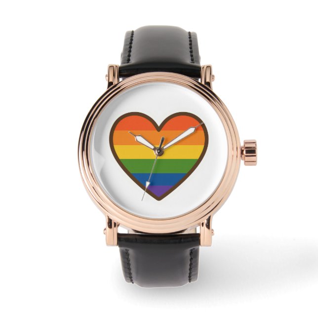 Kawaii LGBTQ+ Pride Heart Horloge (Voorkant)