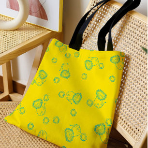 Kawaii lichtblauwe leeuwen & zonneschijn – Cute pa Tote Bag