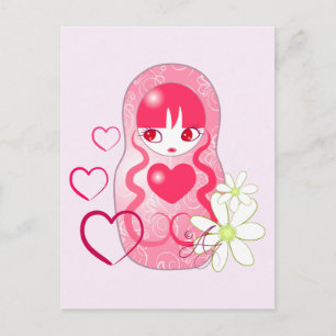 Kawaii Liefde Matroesjka Briefkaart