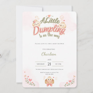 Kawaii Little Dumpling Baby Shower Uitnodiging Roz