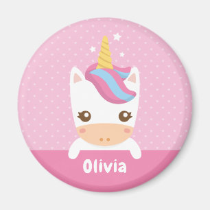 Kawaii Little Unicorn Girls Personalized Magnet