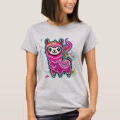 Kawaii Llama Delight: Vlammend plezier T-shirt (Voorkant)