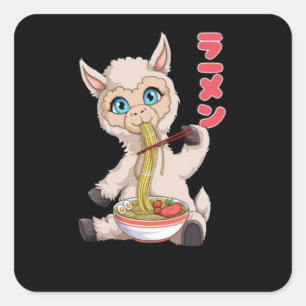 Kawaii Llama Ramen Noedels Japanse Anime Tarwe Vierkante Sticker