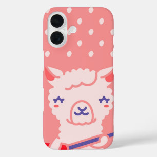 Kawaii Llama Rockstar Schattige Roze Gitaar Dier iPhone 16 Hoesje