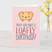 Kawaii Loafly Bread Cute Baking Pun Funny Birthday Kaart (Gele Bloem)