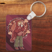 Kawaii Lobster Barista: Seafront Coffee Art Sleutelhanger (Achterkant)