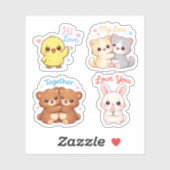 Kawaii Love Animals Sticker Set – Sweet Valentine (Vel)