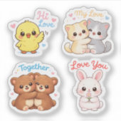 Kawaii Love Animals Sticker Set – Sweet Valentine (Voorkant)