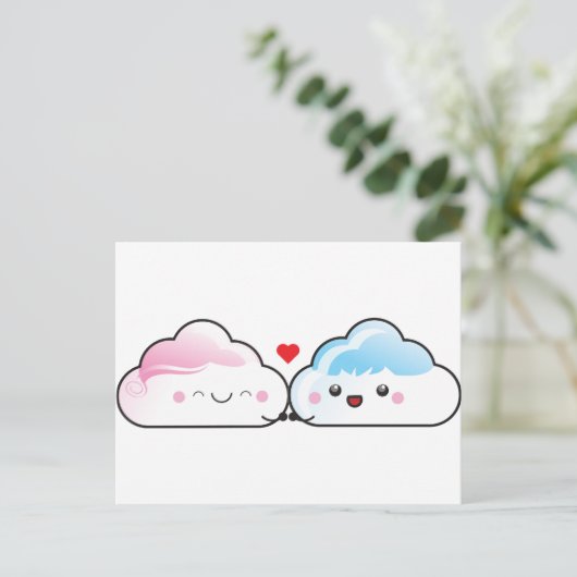 Kawaii Love Clouds Briefkaart (Staand voorkant)