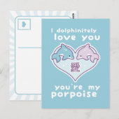 Kawaii Love Dolphins Briefkaart (Voorkant / Achterkant)
