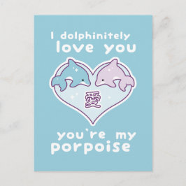 Kawaii Love Dolphins Briefkaart