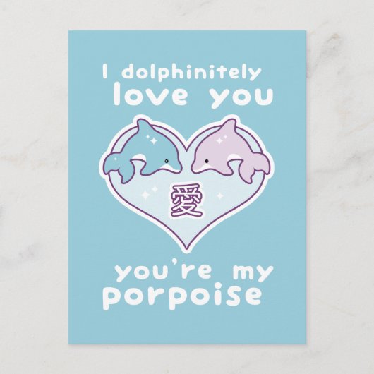 Kawaii Love Dolphins Briefkaart (Voorkant)