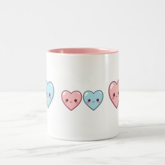 Kawaii Love Hearts Mok - Schattigee pastelbeker (Center)
