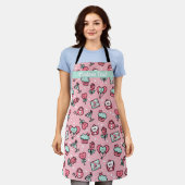 Kawaii Love Icons Seamless Valentijns Pattern Schort (Gedragen)