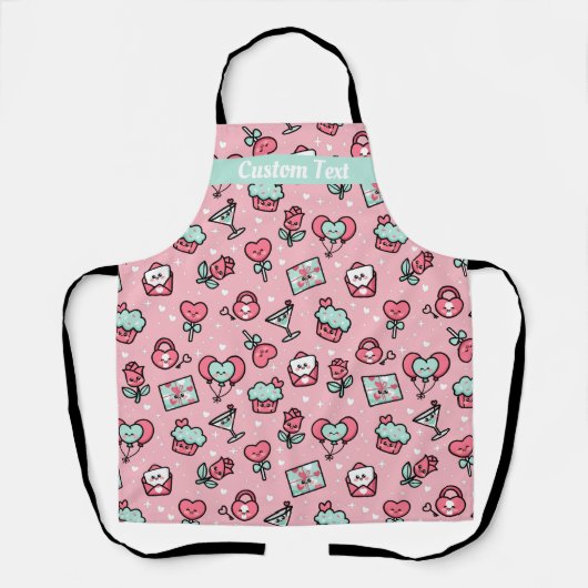Kawaii Love Icons Seamless Valentijns Pattern Schort (Voorkant)