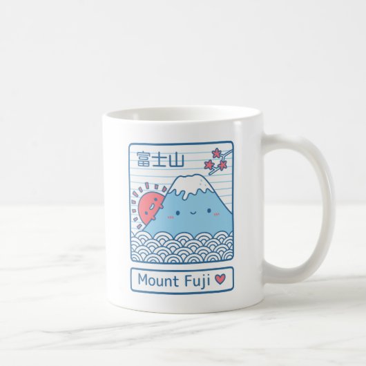 Kawaii Love Mount Fuji Japan Doodle Koffiemok (Rechts)
