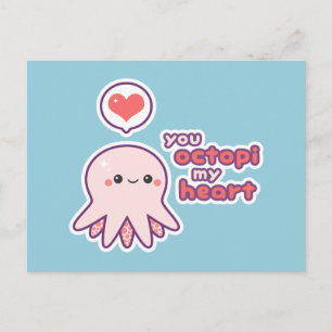 Kawaii Love Octopus Briefkaart
