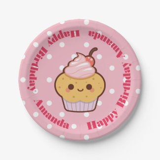 Kawaii Lovely Cupcake Birthday CUSTOM NAME Papieren Bordje