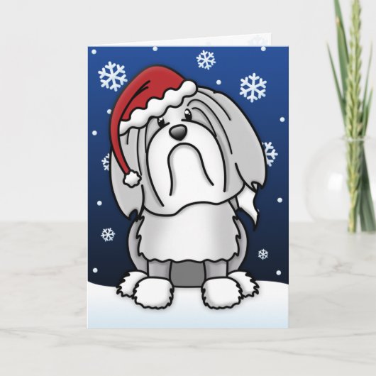 Kawaii Lowchen Christmas Kaart (Voorkant)