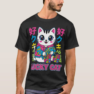 Kawaii Lucky Cat Japanse Streetwear Chibi Mascotte T-shirt