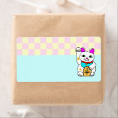 Kawaii Lucky Cat Maneki Neko Dambord Etiket (Insitu)
