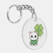 Kawaii Lucky Cat Sleutelhanger - St. Patrick's Day (Voorkant Links)