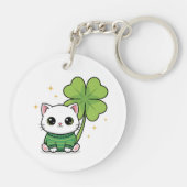 Kawaii Lucky Cat Sleutelhanger - St. Patrick's Day (Achterkant)