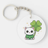 Kawaii Lucky Cat Sleutelhanger - St. Patrick's Day (Voorkant)