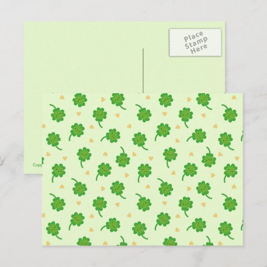 Kawaii Lucky Clover Briefkaart (Voorkant / Achterkant)