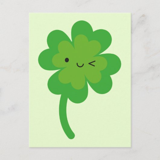 Kawaii Lucky Four Leaf Clover Briefkaart (Voorkant)