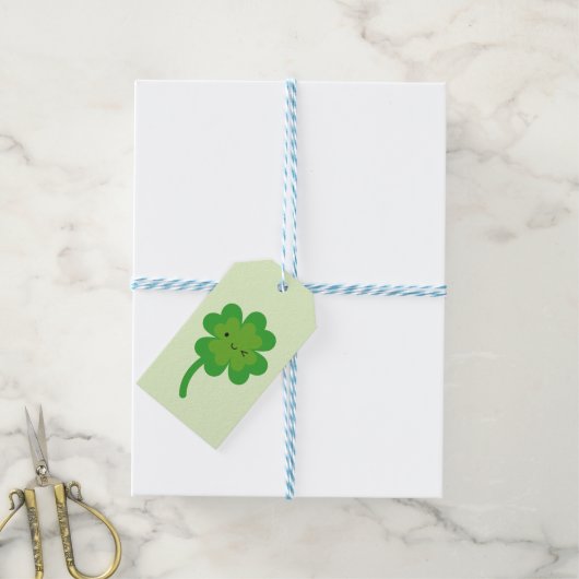 Kawaii Lucky Four Leaf Clover Cadeaulabel (Met Touw)